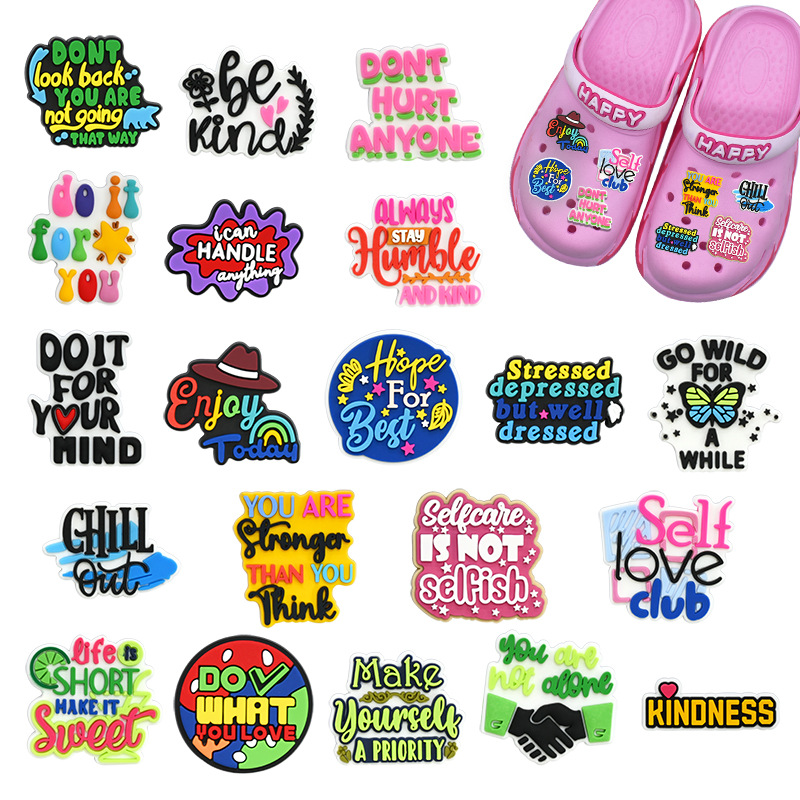 Women Shoes Kinds - 1/20Pcs Aksesoris Sepatu PVC Bertuliskan Kata-Kata