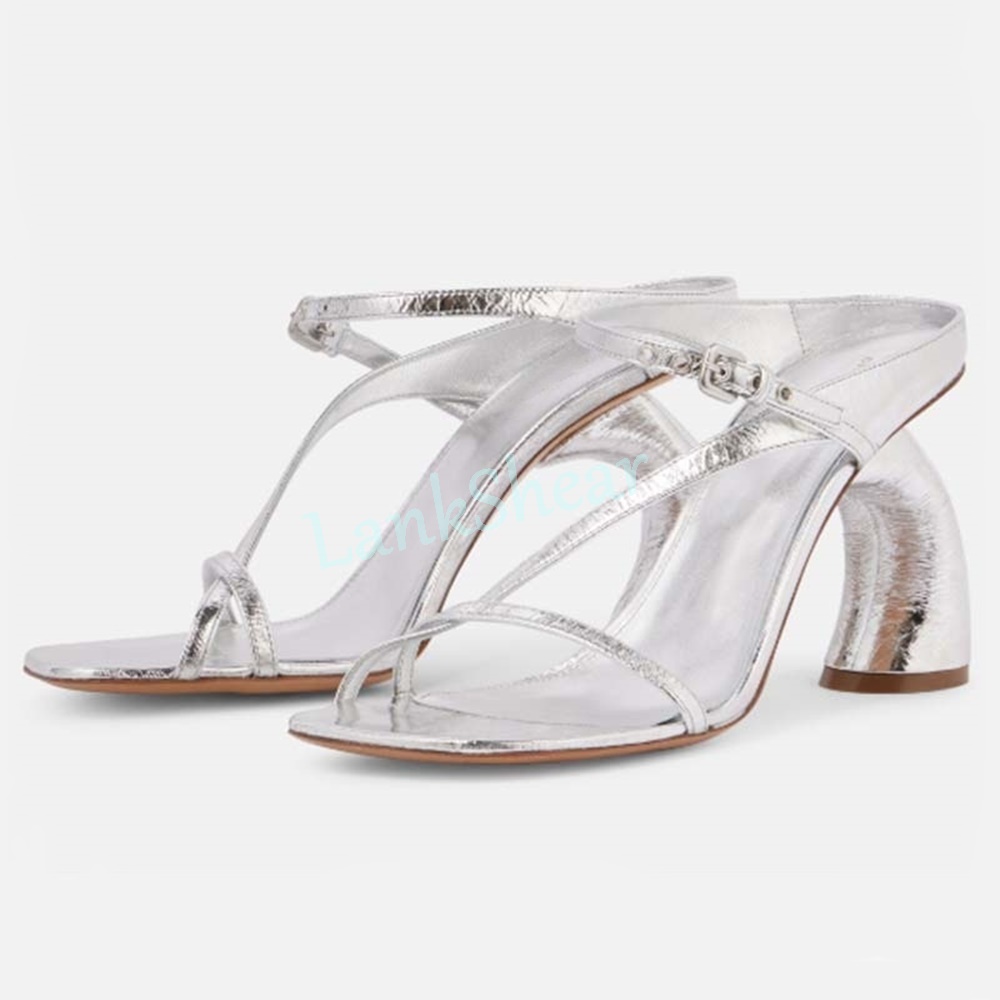 Women'S Shoes Paris - Sandal Hak Tinggi Aneh dari Kulit