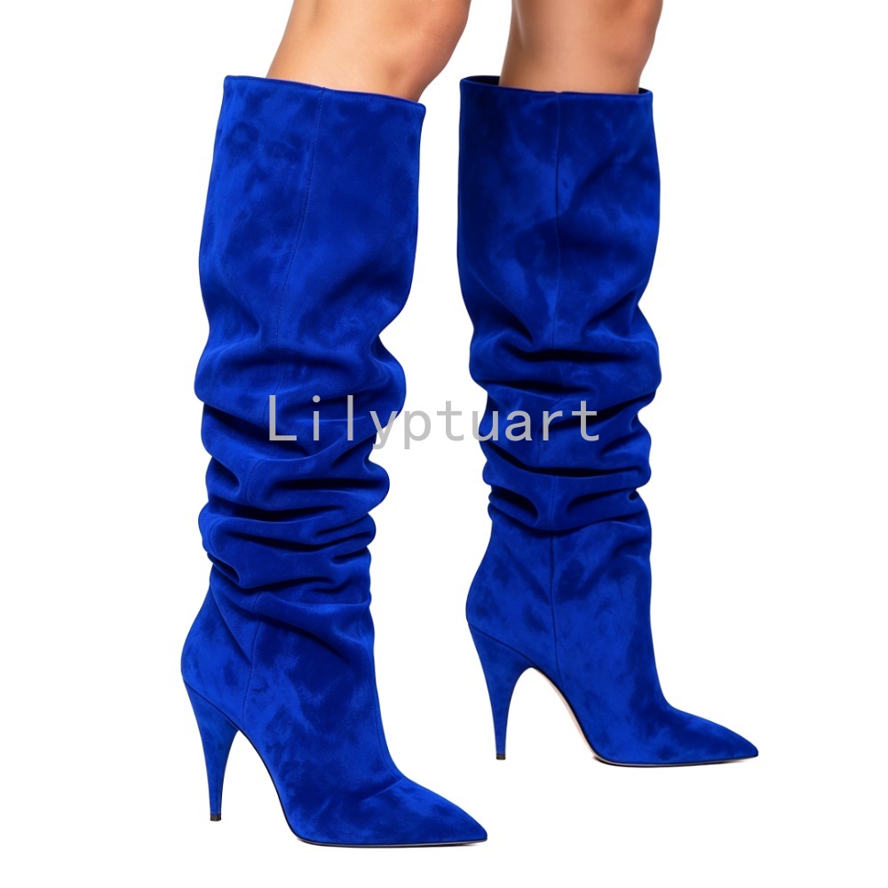 Women'S Shoes Navy Blue - Sepatu Bot Wanita Biru Suede Model