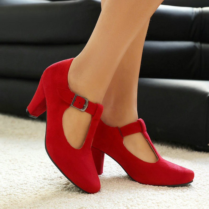 Women'S Xti Shoes - Sepatu Mary Jane T-Strap Wanita Suede