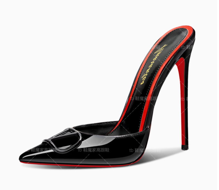 Sandal Ujung Lancip Hitam Baru - Patent Leather Pump ulasan dan harga