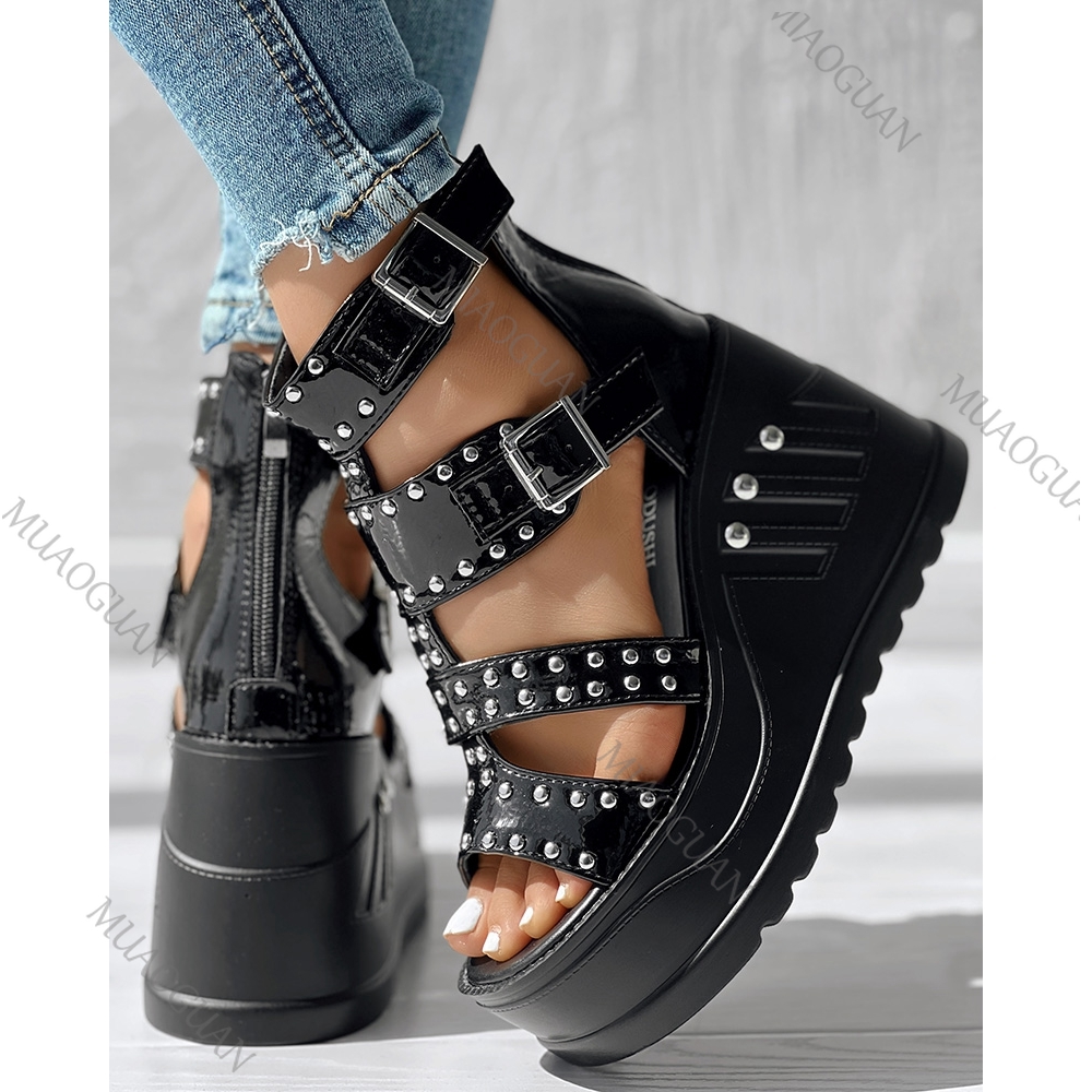Sandal Hitam Ujung Terbuka Wan - Women'S Shoes Peep Toe ulasan dan harga