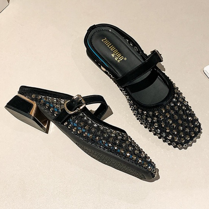 Sendal Wanita Model Mules Hak  - Women Shoes Sandals ulasan dan harga