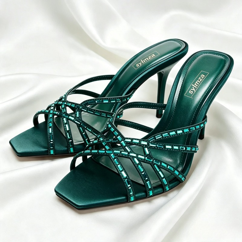 Sandal Hak Tinggi Detail Krist - Women'S Shoes Navy Blue ulasan dan harga